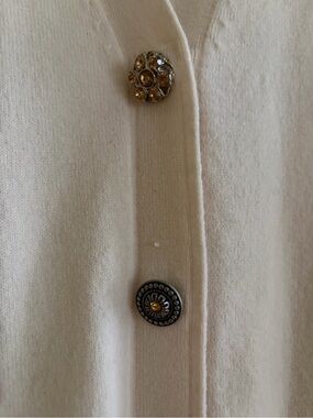 Women’s Cream Knit cardigan sweater with jeweled Buttons